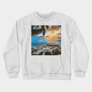 Sunset Beach and Trees I Landscape Calm Love Crewneck Sweatshirt